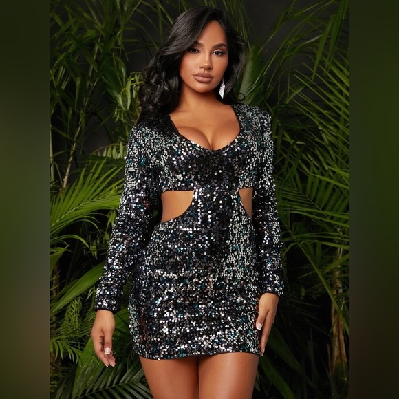 SHEIN Sexy Cut Out Sequins Mini Dress size M - Picture 3 of 14